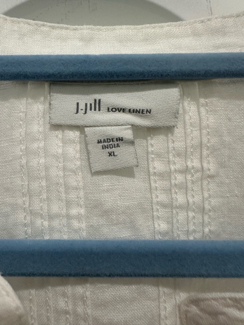 J. Jill White 100% Linen Button Down Blouse SZ XL